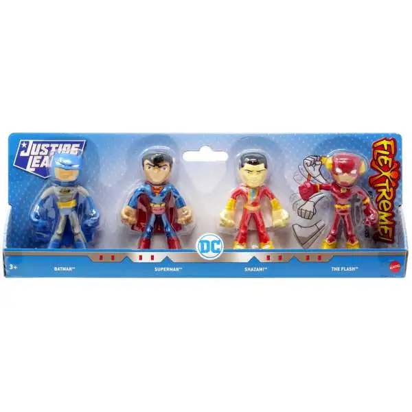 DC Justice League Flextreme Batman, Superman, Shazam! & The Flash Action Figure 4-Pack