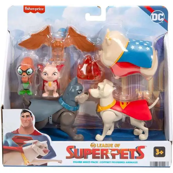 Fisher Price DC League of Super-Pets Krypto the Superdog, Ace the Hound, PB, Chip, Pigasus & Lulu 6 Figure Multi-Pack