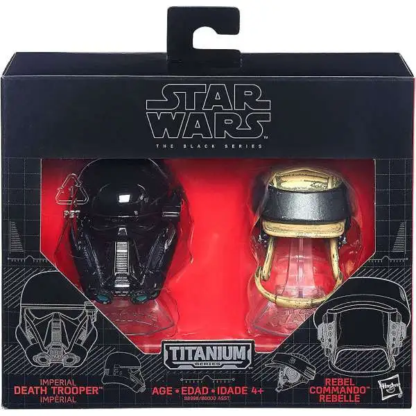 Star Wars Black Titanium Imperial Death Trooper & Rebel Commando 2-Inch Diecast Helmet 2-Pack
