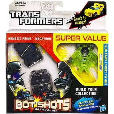 Transformers Bot Shots Battle Game Nemesis Prime, Megatron & Acid Storm Action Figure 3-Pack