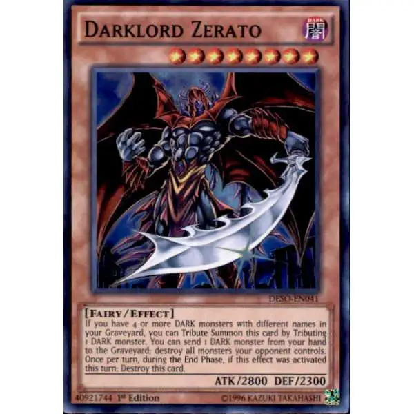 YuGiOh Destiny Soldiers Super Rare Darklord Zerato DESO-EN041