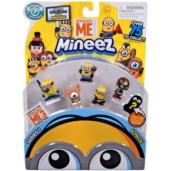 Despicable Me Minions Mineez Series 1 Snorkeling Minion, Yard Dog, Masher Minion, Locked Up Minion & Margo Mini Figure 6-Pack
