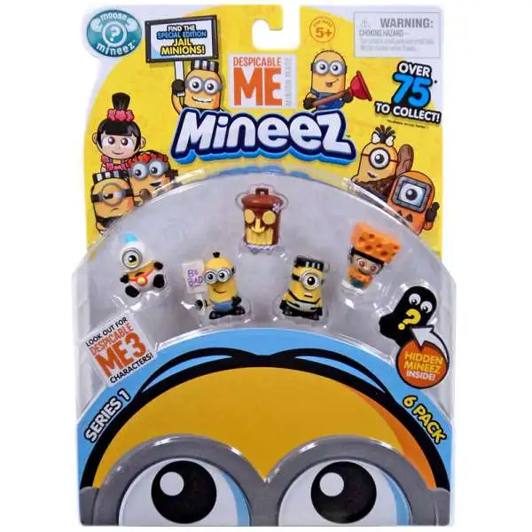 Despicable Me Minions Mineez Series 1 Baby Minion, Picketing Minion, Tiki Trash Can, Innocent Minion & Say Cheese Agnes Mini Figure 6-Pack