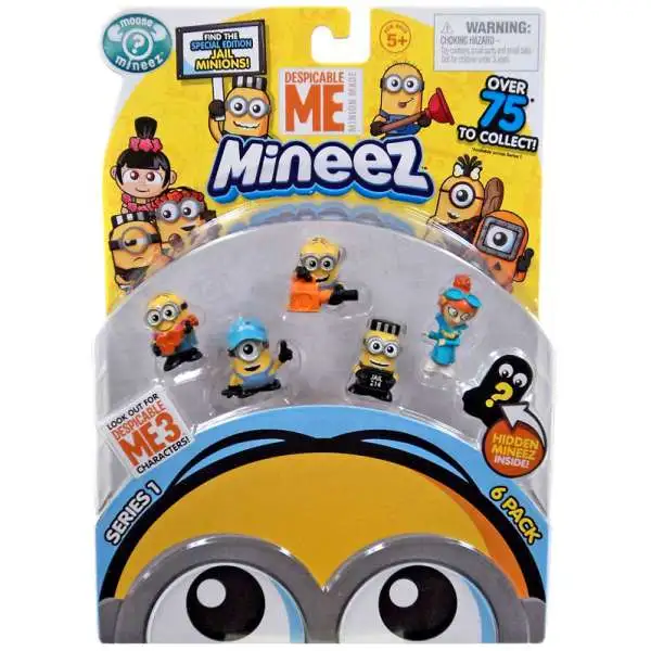 Despicable Me Minions Mineez Series 1 Ukulele Minion, Boss Man Mel, Leaf Blower Minion, Mugshot Minion & Luau Lucy Mini Figure 6-Pack