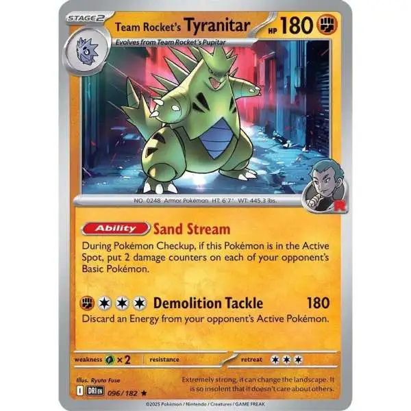Pokemon Trading Card Game Destined Rivals Rare Team Rocket's Tyranitar #96