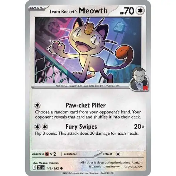 Pokemon Trading Card Game Destined Rivals Common Team Rocket's Meowth #149