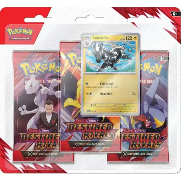 Pokemon Scarlet & Violet Destined Rivals Zebstrika 3-Booster Blister Pack [3 Booster Packs & 1 Foil Promo Card]