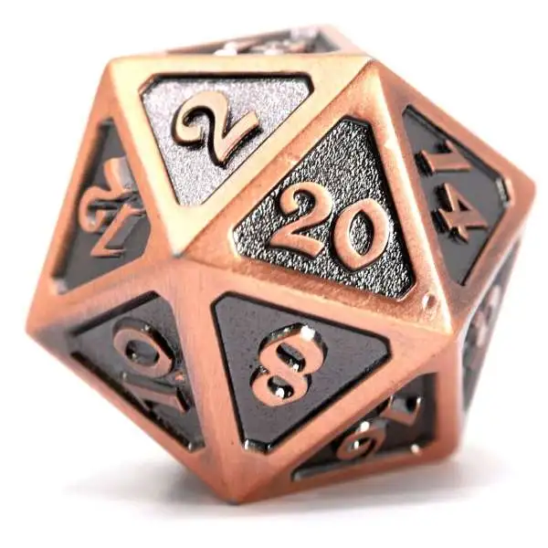 Mythica Dire Battleworn Copper D20 Metal Polyhedral Die