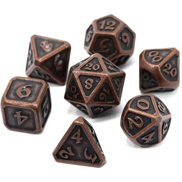 Mythica Dark Copper Metal Polyhedral 7-Die Dice Set