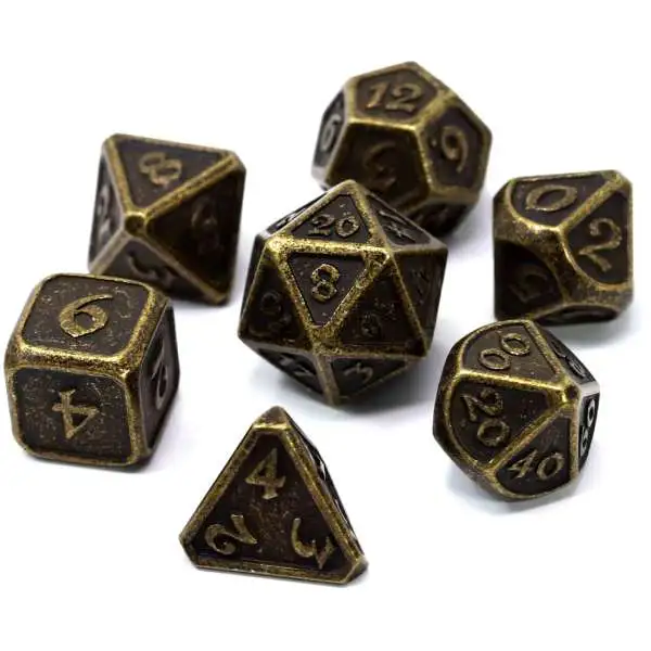 Mythica Dark Gold Metal Polyhedral 7-Die Dice Set