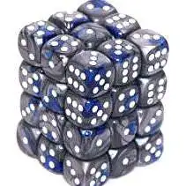 Chessex 6-Sided d6 Gemini 12mm Dice Pack #26823 [Blue-Steel & White]