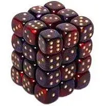 Chessex 6-Sided d6 Gemini 12mm Dice Pack #26826 [Purple-Red & Gold]