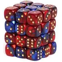 Chessex 6-Sided d6 Gemini 12mm Dice Pack #26829 [Blue-Red & Gold]