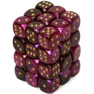 Chessex 6-Sided d6 Gemini 12mm Dice Pack #26840 [Black-Purple & Gold]