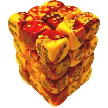 Chessex 6-Sided d6 Gemini 12mm Dice Pack #26850 [Red-Yellow & Silver]
