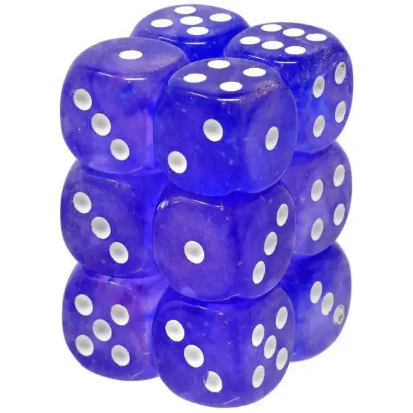 Chessex 6-Sided d6 Borealis Luminary 16mm Dice Pack #27777 [Purple/White]