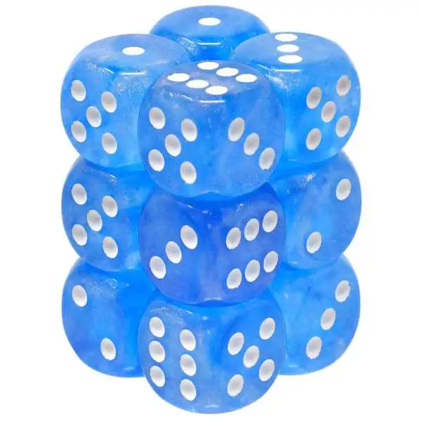 Chessex 6-Sided d6 Borealis Luminary 16mm Dice Pack #27786 [Sky Blue/White]