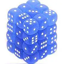 Chessex 6-Sided d6 Frosted 12mm Dice Pack #27806 [Blue & White]