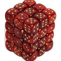 Chessex 6-Sided d6 Scarab 12mm Dice Pack #27814 [Scarlet & Gold]