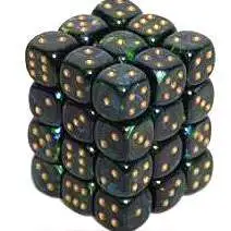 Chessex 6-Sided d6 Scarab 12mm Dice Pack #27815 [Jade & Gold]