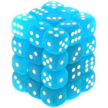 Chessex 6-Sided d6 Frosted 12mm Dice Pack #27816 [Carribean Blue & White]