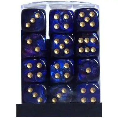 Chessex 6-Sided d6 Scarab 12mm Dice Pack #27827 [Royal Blue & Gold]
