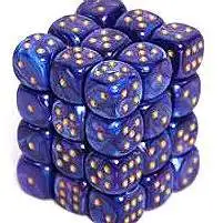 Chessex 6-Sided d6 Lustrous 12mm Dice Pack #27897 [Purple & Gold]