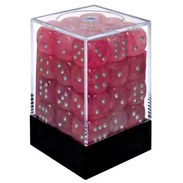 Chessex 6-Sided d6 Ghostly Glow 12mm Dice Pack #27924 [Pink & Silver]