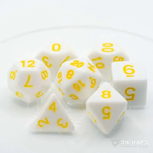 RPG White with Pastel Yellow Polyhedral 7-Die Dice Set