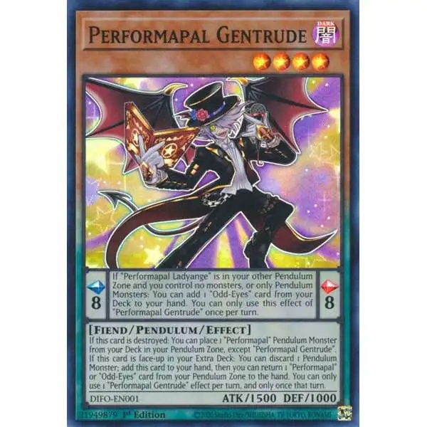 YuGiOh Trading Card Game Dimension Force Super Rare Performapal Gentrude DIFO-EN001