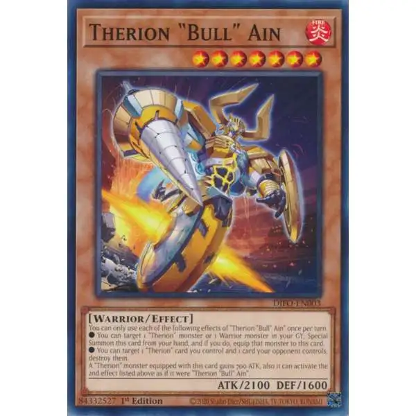 YuGiOh Trading Card Game Dimension Force Common Therion "Bull" Ain DIFO-EN003