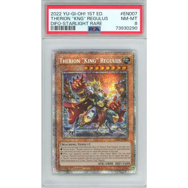 YuGiOh Trading Card Game 1st Edition Dimension Force Starlight Rare Therion "King" Regulus DIFO-EN007 [PSA 8]