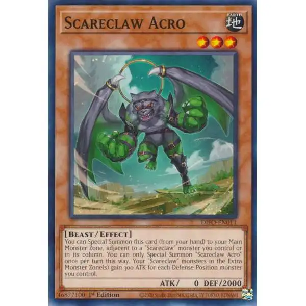 YuGiOh Trading Card Game Dimension Force Common Scareclaw Acro DIFO-EN011