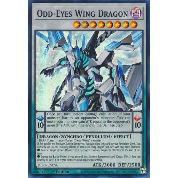 YuGiOh Trading Card Game Dimension Force Super Rare Odd-Eyes Wing Dragon DIFO-EN098