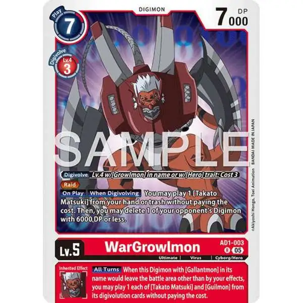 Trading Card Game Advanced Booster Digimon Generation Rare WarGrowlmon AD1-003