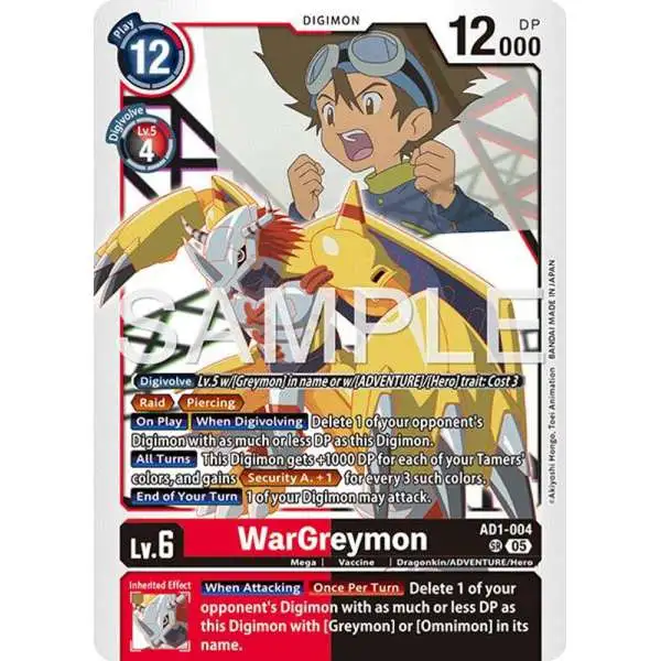 Trading Card Game Advanced Booster Digimon Generation Super Rare WarGreymon AD1-004