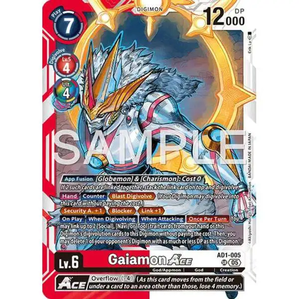 Trading Card Game Advanced Booster Digimon Generation Super Rare Gaiamon ACE AD1-005