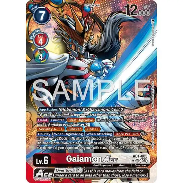 Trading Card Game Advanced Booster Digimon Generation Super Rare Gaiamon ACE AD1-005 [Alternate Art]