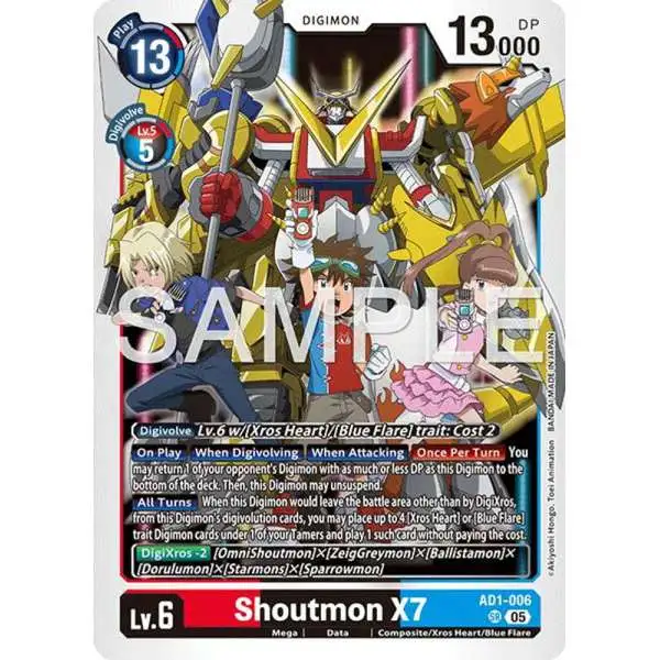 Trading Card Game Advanced Booster Digimon Generation Super Rare Shoutmon X7 AD1-006