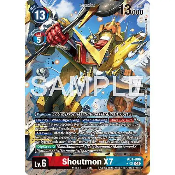 Trading Card Game Advanced Booster Digimon Generation Super Rare Shoutmon X7 AD1-006 [Alternate Art]