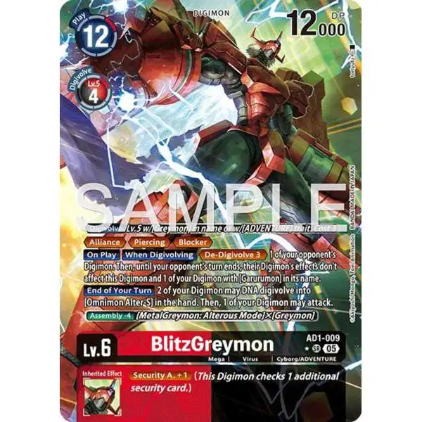 Trading Card Game Advanced Booster Digimon Generation Super Rare BlitzGreymon AD1-009 [Alternate Art]