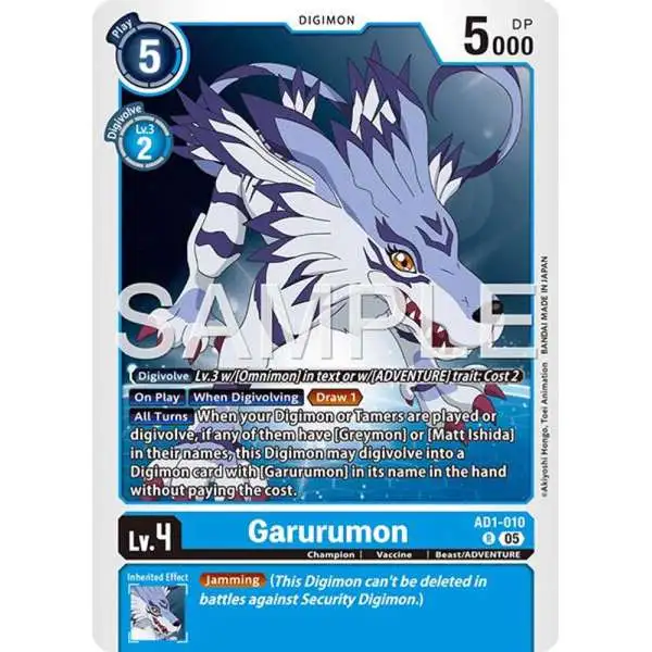 Trading Card Game Advanced Booster Digimon Generation Rare Garurumon AD1-010