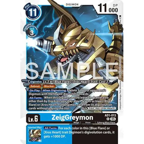 Trading Card Game Advanced Booster Digimon Generation Rare ZeigGreymon AD1-013