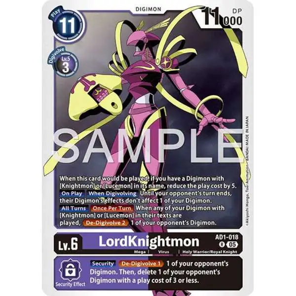 Trading Card Game Advanced Booster Digimon Generation Rare LordKnightmon AD1-018