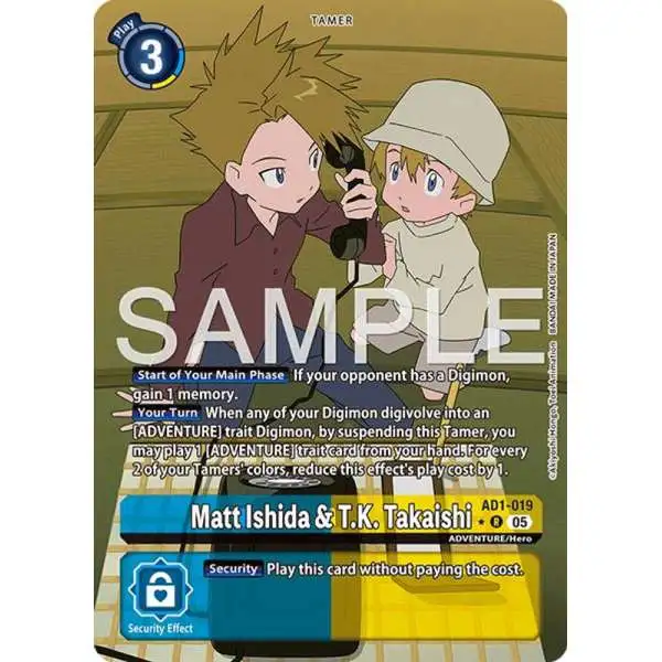 Trading Card Game Advanced Booster Digimon Generation Rare Matt Ishida &amp; T.K. Takaishi AD1-019 [Alternate Art]