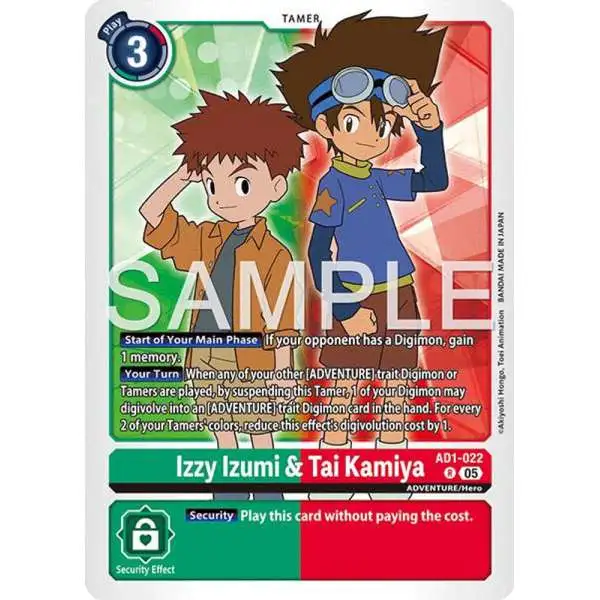 Trading Card Game Advanced Booster Digimon Generation Rare Izzy Izumi &amp; Tai Kamiya AD1-022
