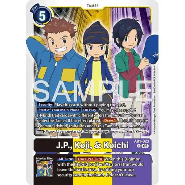 Trading Card Game Advanced Booster Digimon Generation Rare J.P., Koji, &amp; Koichi AD1-023