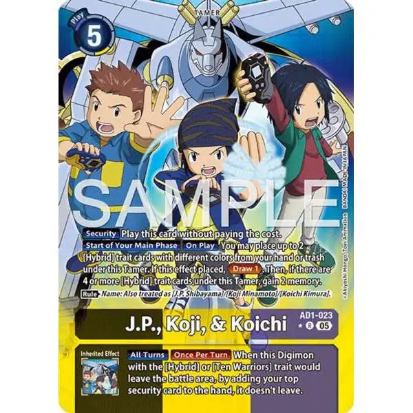 Trading Card Game Advanced Booster Digimon Generation Rare J.P., Koji, &amp; Koichi AD1-023 [Alternate Art]