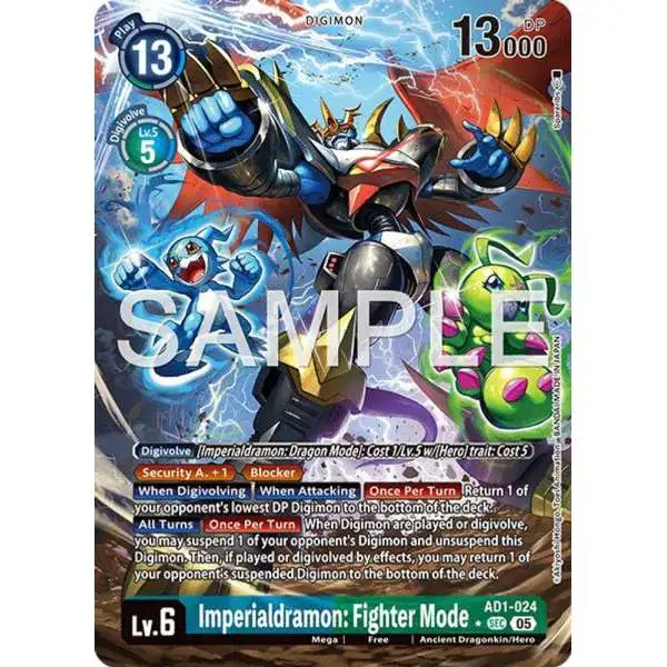 Trading Card Game Advanced Booster Digimon Generation Secret Rare Imperialdramon: Fighter Mode AD1-024 [Alternate Art]