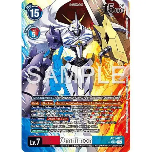 Trading Card Game Advanced Booster Digimon Generation Secret Rare Omnimon AD1-025 [Alternate Art]